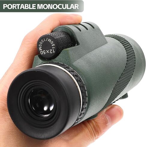 12x50 Monocular Telescope for Adults with Smartphone Adapter and Adjustable Tripod, High Magnification Optical Handheld Scope for Bird Watching, Hiking, and Outdoor Travel in Saudi Arabia