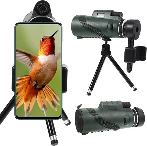 12x50 Monocular Telescope for Adults with Smartphone Adapter and Adjustable Tripod, High Magnification Optical Handheld Scope for Bird Watching, Hiking, and Outdoor Travel in Saudi Arabia