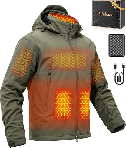 Wulcea Graphene Heated Soft Shell Jacket for Men 12V 18400mAh Large Capacity in Saudi Arabia