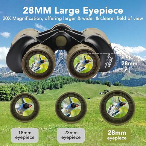 20x50 Binoculars for Adults High Powered, Military Compact HD Waterproof Binoculars with Low Light Vision for Bird Watching Travel Hunting Football Games Stargazing with Carrying Case and Strap(Mud) in Kuwait