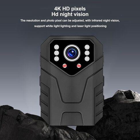 كاميرا HURRISE يمكن ارتداؤها على الجسم، مشبك يمكن ارتداؤه، 4K 1080P HD كشف الحركة الليلية مسجل فيديو صغير يمكن ارتداؤه مع مشبك خلفي لإنفاذ القانون in Kuwait