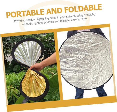 NUOBESTY 60cm 2-in-1 Round Foldable Photography Reflector Silver Gold Portable Photo Lighting Reflector for Studio and Outdoor Photography in Kuwait