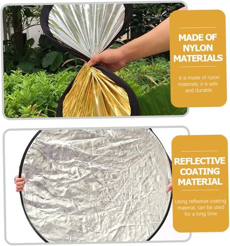 NUOBESTY 60cm 2-in-1 Round Foldable Photography Reflector Silver Gold Portable Photo Lighting Reflector for Studio and Outdoor Photography in Kuwait
