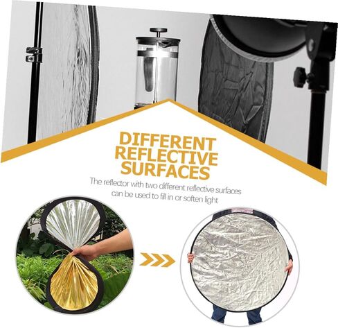 NUOBESTY 60cm 2-in-1 Round Foldable Photography Reflector Silver Gold Portable Photo Lighting Reflector for Studio and Outdoor Photography in Kuwait