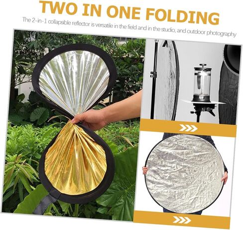 NUOBESTY 60cm 2-in-1 Round Foldable Photography Reflector Silver Gold Portable Photo Lighting Reflector for Studio and Outdoor Photography in Kuwait