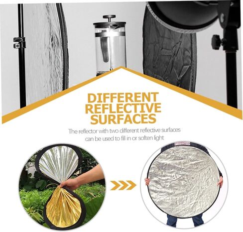 VANZACK 60cm 2-in-1 Photography Reflector Disc Portable Light Reflector Silver Gold Multi-disc Outdoor Photo Lighting Accessory for Studio and Travel in Saudi Arabia