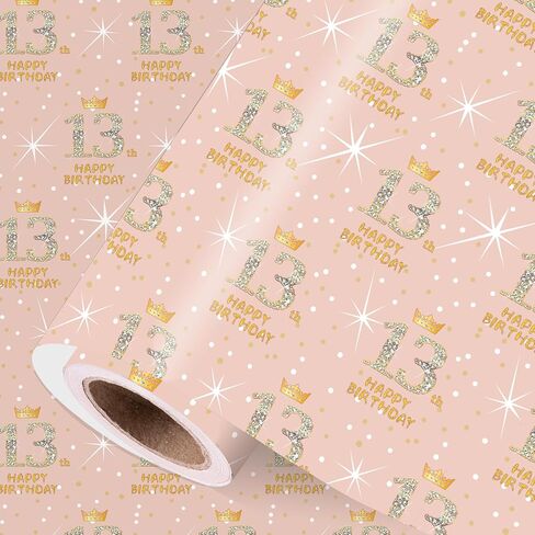 Vichona Sweet 16 Wrapping Paper for 16th Birthday Girls, Rose Gold 16th Birthday Decorations for Girls, 17 Inches x 16.4 Feet, Sweet Sixteen Gifts Ideas for Daughter Granddaughter Friends in Kuwait