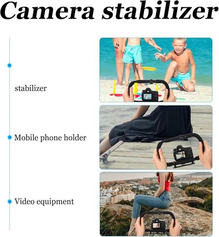 مقبض تثبيت الكاميرا المحمول مع حامل فيديو للهاتف لتصوير DSLR والهواتف الذكية، جهاز مضاد للاهتزاز ثنائي الجانب لتسجيل الفيديو ومدونات الفيديو in Saudi Arabia