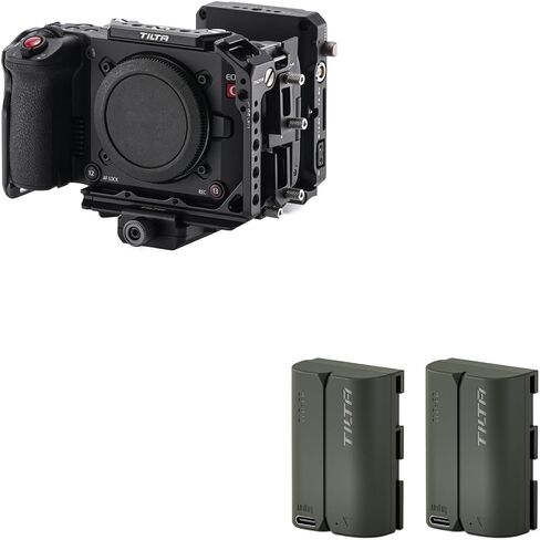 Tilta Camera Cage Power Kit Compatible with Canon C50 + 2* LP-E6P 2400mAh USB-C Rechargeable Batteries | Modular Full Cage with Mini PD V-Mount Battery Plate, Adjustable ARCA Base in Saudi Arabia