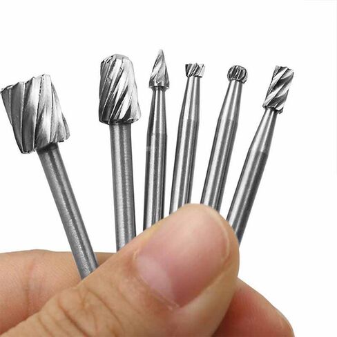 6 Pack Carbide Burr Bits with 1/8" Shank Rotary Tool Grinding Bits Rotary Burr Set for Dremel Mini Cordless Rotary Tool Woodworking Engraving Grooving Reaming Wood Stone Steel Plastic Carving in Saudi Arabia