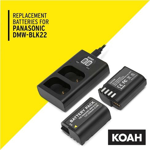 بطارية Koah Pro DMW-BLK22 (عبوتان) ومجموعة شاحن USB-C LED مزدوج (7.2 فولت، 2250 مللي أمبير في الساعة) in Saudi Arabia