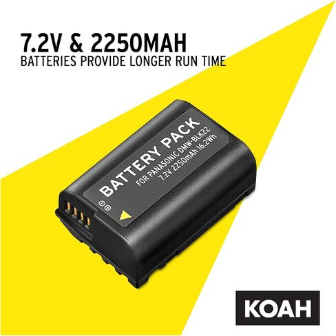 بطارية Koah Pro DMW-BLK22 (عبوتان) ومجموعة شاحن USB-C LED مزدوج (7.2 فولت، 2250 مللي أمبير في الساعة) in Saudi Arabia