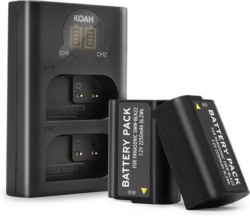 بطارية Koah Pro DMW-BLK22 (عبوتان) ومجموعة شاحن USB-C LED مزدوج (7.2 فولت، 2250 مللي أمبير في الساعة) in Saudi Arabia