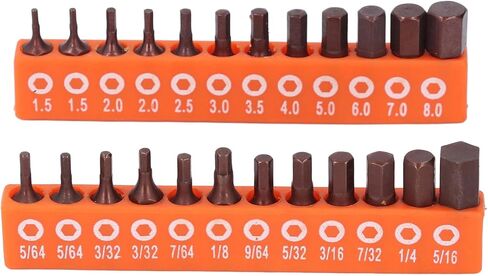 24 Pcs Metric and SAE Hex Key Drill Bit Set Hex Shank S2 Alloy Steel Industrial Use 25mm with Storage Holder in Saudi Arabia