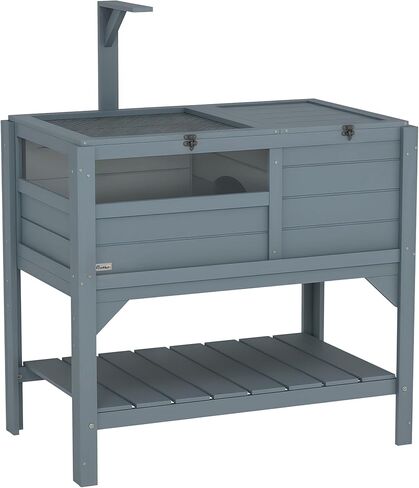 PawHut Tortoise Habitat with Shelf Storage, Tortoise Enclosure with Weather Protection, Reptile Enclosure with Tray, Light Support Frame, Light Gray in Saudi Arabia