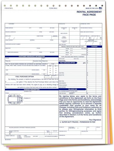 اتفاقيات تأجير مهنية عامة لتجار السيارات (Form RAC)-8-1/2 "" × 11-3/4 "" أشكال المفاجئة المكونة من 4 أجزاء-أبيض بدون كربون ، كناري ، وردي ، غولدنرود-حزمة 100 in Saudi Arabia