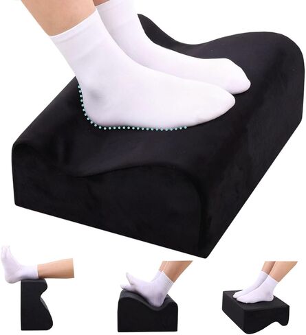 Foot Rest for Under Desk at Work, Office Footrest with Warm Feet Pocket,Ergonomic Under Desk Footrest with Washable Cover, Stool for Office Chair & Back &Pain Relief (Black+) in Saudi Arabia