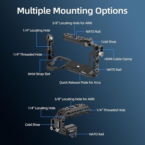 Nitze FX2 Cage Kit for Sony FX2 Camera, with Built-in Cold Shoe, NATO Rail, Quick Release Plate for Arca, HDMI Calbe Clamp, Ergonomic NATO Handle - T-S17D in Saudi Arabia