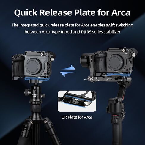 Nitze FX2 Cage Kit for Sony FX2 Camera, with Built-in Cold Shoe, NATO Rail, Quick Release Plate for Arca, HDMI Calbe Clamp, Ergonomic NATO Handle - T-S17D in Saudi Arabia