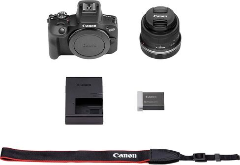 Canon EOS R100 4K Video Recording Mirrorless Camera with 18-45mm Lens, 2 X 64GB Fast Transcend Memory + Deluxe Accessory Bundle, Black (Renewed) in Saudi Arabia