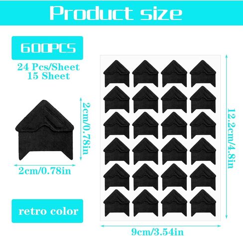 Classicseali 600 Pcs Photo Corner Stickers,Black Scrapbook Photo Corners, Photos Corners Self Adhesive for DIY Albums, Memory Books, and Journals in Saudi Arabia