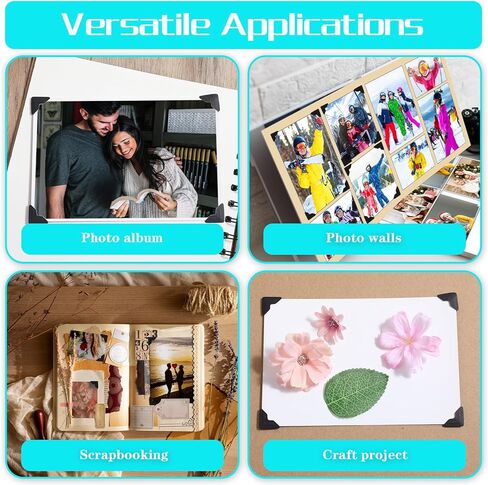 Classicseali 600 Pcs Photo Corner Stickers,Black Scrapbook Photo Corners, Photos Corners Self Adhesive for DIY Albums, Memory Books, and Journals in Saudi Arabia