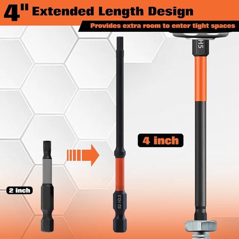 SPEEDWOX 20PCS Impact Hex Head Allen Wrench Drill Bit Set Metric & SAE 1/4" Hex-Shank S2 Alloy Steel Hex Bits Set Magnetic Tips Impact 4" Long Allen Wrench with Extension Socket Storage Box in Saudi Arabia