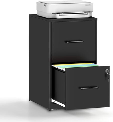 File Cabinet 4 Drawer with Lock, Vertical Filing Cabinets for Home Office, Metal Steel Storage Cabinet for Letter/Legal Size File, Assembly Required(Black) in Kuwait