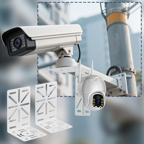 OLYCRAFT 2 مجموعة من دعامات الكاميرا على شكل حرف L CCTV دعامة تثبيت على الحائط العالمي، دعامات تثبيت على السقف على شكل حرف L، كاميرا تثبيت على شكل حرف L، فتحات تثبيت عالمية لكاميرات القبة الأمنية in Saudi Arabia