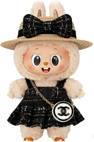 Doll Clothing Set (No Doll), Cute Cropped Straw Hat, Crossbody Bag, Dress, Suitable for 15-17cm Dolls, Outfit Accessory Set for Unique Styling (Blue) in Saudi Arabia