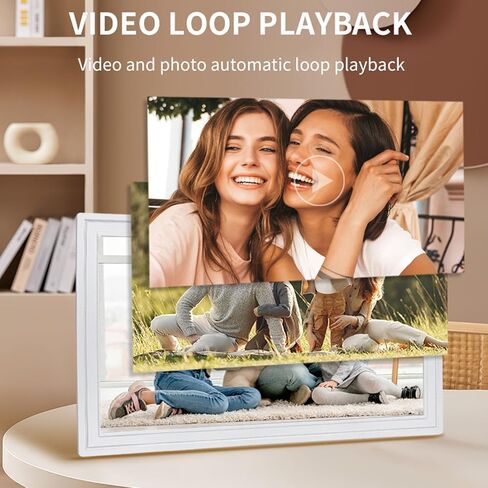 إطار صور رقمي مقاس 21.5 بوصة، إطار صور رقمي بشاشة تعمل باللمس مقاس 1920 × 1080، مع تطبيق، لإعلان فيديو الصور (قابس أمريكي) in Kuwait