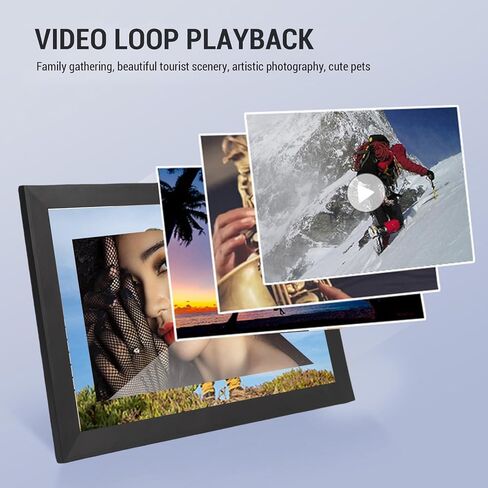 إطار صور رقمي GOWENIC مقاس 16.7 بوصة واي فاي، إطار صور رقمي LCD 1920x1080 مع مساحة تخزين 32 جيجابايت، يدعم تنسيقات الصور والفيديو المتعددة (قابس الولايات المتحدة) in Saudi Arabia