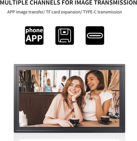 إطار صورة رقمي Vikye مقاس 21.5 بوصة، وشاشة LCD 1920x1080 مع مساحة تخزين 32 جيجابايت واتصال WiFi، ومشاركة حسابات متعددة للصور ومقاطع الفيديو (قابس الولايات المتحدة) in Saudi Arabia