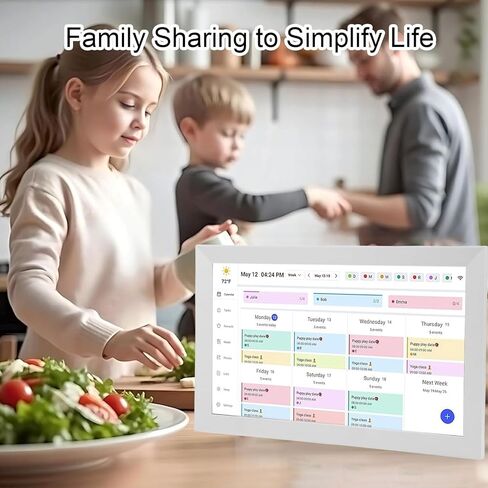إطار صورة رقمي WiFi، إطار صور إلكتروني HD IPS مقاس 15.6 بوصة، سطح طاولة 1080 بكسل وتقويم عائلي ذكي مثبت على الحائط لديكور المنزل وملمس فريد (قابس أمريكي) in Saudi Arabia