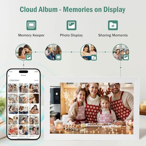 إطار صورة رقمي WiFi، إطار صور إلكتروني HD IPS مقاس 15.6 بوصة، سطح طاولة 1080 بكسل وتقويم عائلي ذكي مثبت على الحائط لديكور المنزل وملمس فريد (قابس أمريكي) in Saudi Arabia
