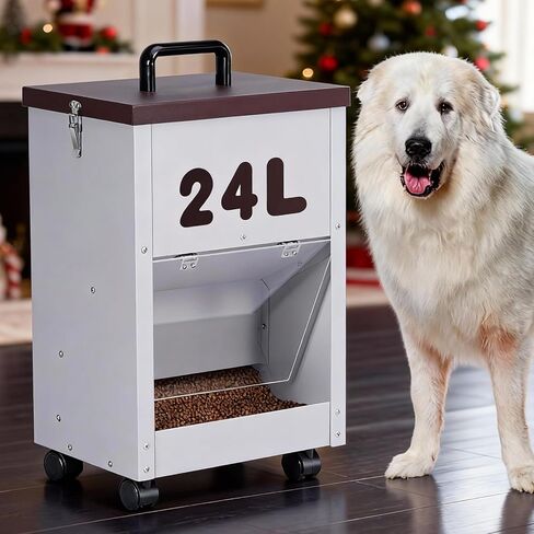 Automatic Dog Feeder Large Breed 30LB Outdoor Gravity Auto Dog Food Dispenser for Large Dogs Metal Galvanized Pets Food Feeder (30LB) in Saudi Arabia