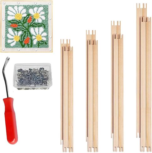 Gylreus 16 Pcs 4 Sets Stretcher Bars for Needlework Wooden Canvas Stretcher Bars 10 Different Size Combinations Embroidery Stretcher Bars for Cross Stitch Frame Set with Thumbtack and Remover Tool in Kuwait