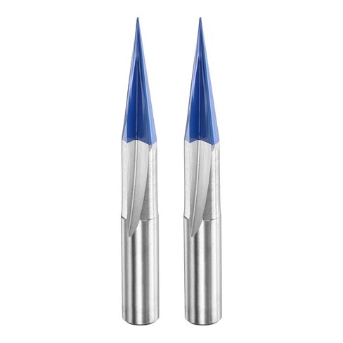 HARFINGTON 2PCS V Groove Router Bit 20 درجة 1/4 "عرقوب 0.3 مم طرف كربيد نانو طلاء أزرق باستخدام الحاسب الآلي النقش V لقم التوجيه مع 2 أداة نحت المزامير للخشب الرقائقي الأكريليك MDF حروف in Kuwait