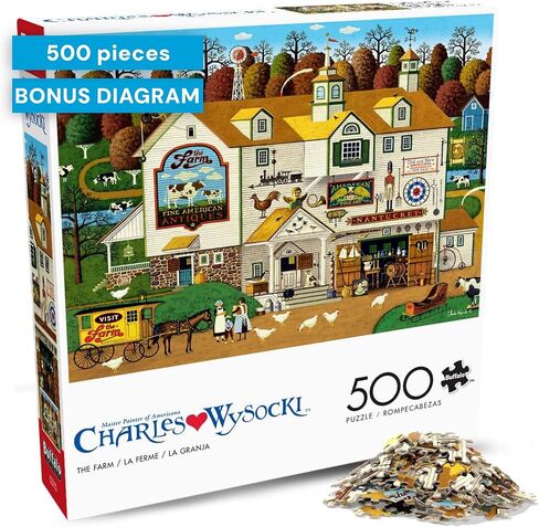 Buffalo Games - Charles Wysocki - The Farm - 500 Piece Jigsaw Puzzle for Adults Challenging Puzzle Perfect for Game Nights - Finished Puzzle Size is 21.25 x 15.00 in Saudi Arabia