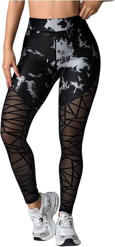 SHENHE Women's Rhinestone Mesh Patchwork Dressy Leggings High Waisted Elegant Skinny Pants in Saudi Arabia