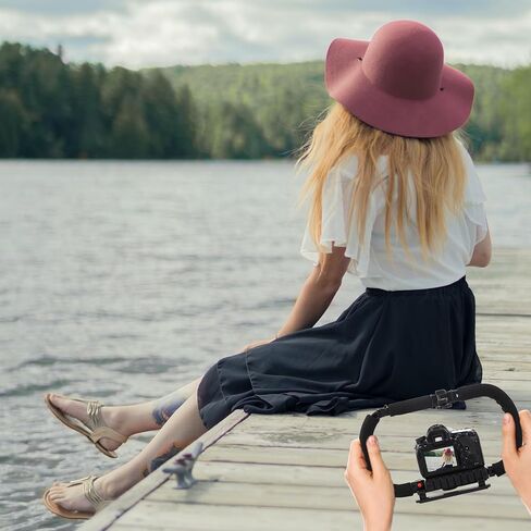 جهاز تثبيت الكاميرا ثنائي الجانب المحمول من TEHAUX لتصوير فيديو DSLR والهواتف الذكية، دعامة دعم للكاميرا قابلة للطي مع وظيفة مضادة للاهتزاز لمبدعي الفيديو والمصورين in Kuwait