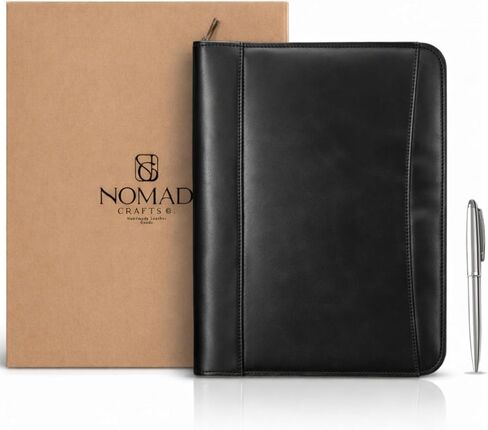 Padfolio الجلود مع Zipper - محفظة أعمال للرجال والنساء ، محفظة الوسادة القانونية ، مجلد جلدي ، padfolio الاحترافية للاجتماعات والمقابلات in Kuwait