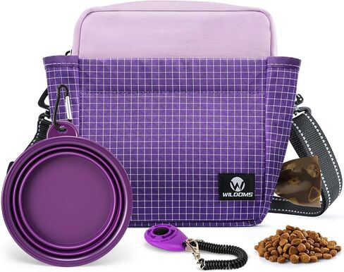 حقيبة معالجة الكلاب - سعة كبيرة مع الإغلاق المغناطيسي ، وموزع كيس أنبوب المشي المشي في الكلاب ، وعاء قابلة للطي ، وعاء قابل للطي للتدريب والمشي - الكاكي in Kuwait