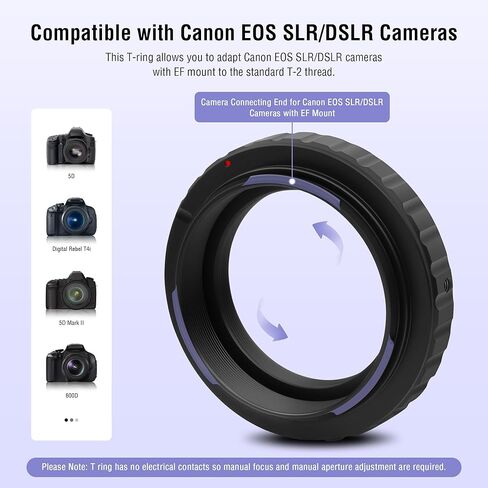 Astromania 7.5mm T2 Extension Ring - Bundle with - T2 T Ring Adapter for Canon in Saudi Arabia