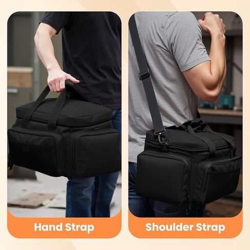 VJI Heavy Duty Tool Bag with Multi-Pockets, Portable Storage Bag with Large Zipper, Carrying Toolbag with Adjustable Shoulder Strap and Ergonomic Handle, Repairman, Carpenters, Handyman, Black in Saudi Arabia