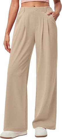 IUGA Wide Leg Pants Woman Pull on Stretchy Work Dress Pants High Waisted Business Casual Trousers Slacks Petite, XX-Large, Dark Blue in Saudi Arabia