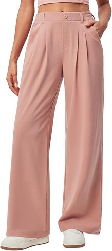IUGA Wide Leg Pants Woman Pull on Stretchy Work Dress Pants High Waisted Business Casual Trousers Slacks Petite, XX-Large, Dark Blue in Saudi Arabia