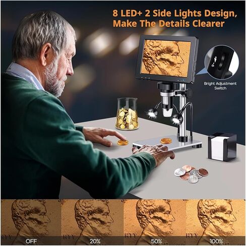 مجهر رقمي 1200X مجهر لحام للعملة المعدنية 12MP PCB إصلاح الدائرة المكبر متوافق مع نظام التشغيل Windows/Mac (DM4-Z01B019) in Kuwait