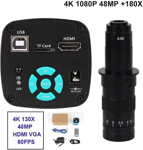 مجهر رقمي مجهر صناعي بقاعدة معدنية مجموعة مجاهر رقمية 1080P 48MP/38MP/13M HDMI، ضوء حلقة LED in Kuwait