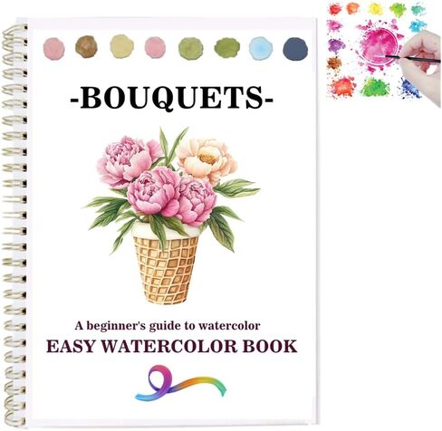OYVOYV Watercolor Workbooks with 12 Illustractions Beginner Friendly Coloring Book Painting Kit Easy Nature Scenes Paint Set for Creative Exploration Gift for Adults Teens (Flowers, Without Palette) in Saudi Arabia